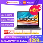 Ноутбук Xiaomi Laptop Pro X 14 i7-11370H GeForce RTX 3050 16 ГБ + 512 ГБТБ 2,5 K 120 Гц экран Thunderbolt4 WIFI6 win10 Mi 14 дюймов ноутбук ПК