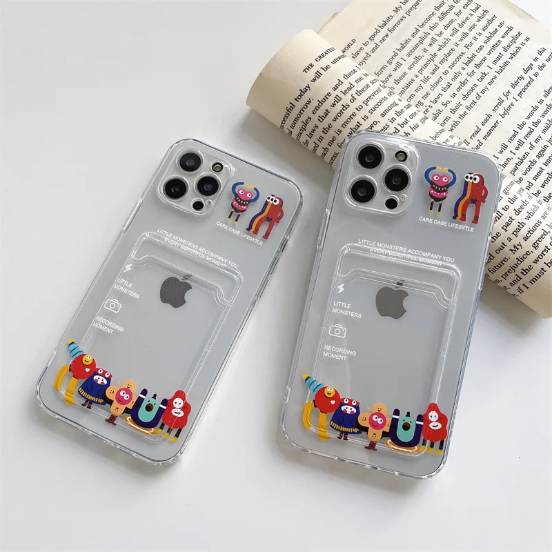

ClearCard PocketPhone Case For Samsung A02 A02S A03S A10 A30 A20 A50 A50S A30S A70S A70 A20S A11 J7 Prime Little Monster Cover