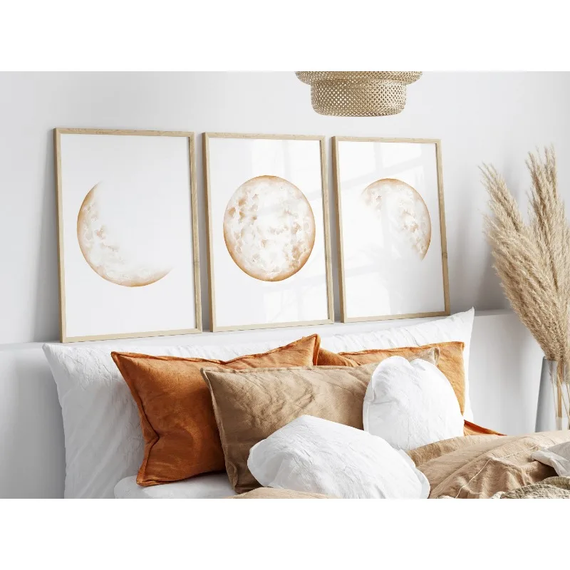 Набор abstrait de 3 affiches célcélcélcélde phase Boho бежевый дыню al Moon décor Backdrop salon room-couc
