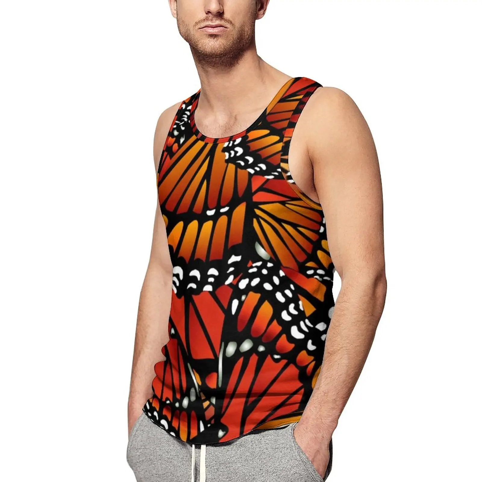 

Butterfly Harmonious Tank Top Man Animal Wings Print Tops Summer Graphic Training Vintage Oversized Sleeveless Shirts