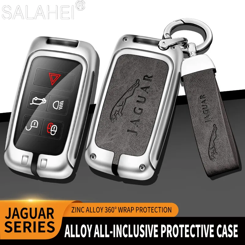 

Zinc Alloy Leather Car Remote Key Fob Case Cover Holder Shell For Jaguar XE XF E-Pace F-Pace 2021 Protector Keychain Accessories