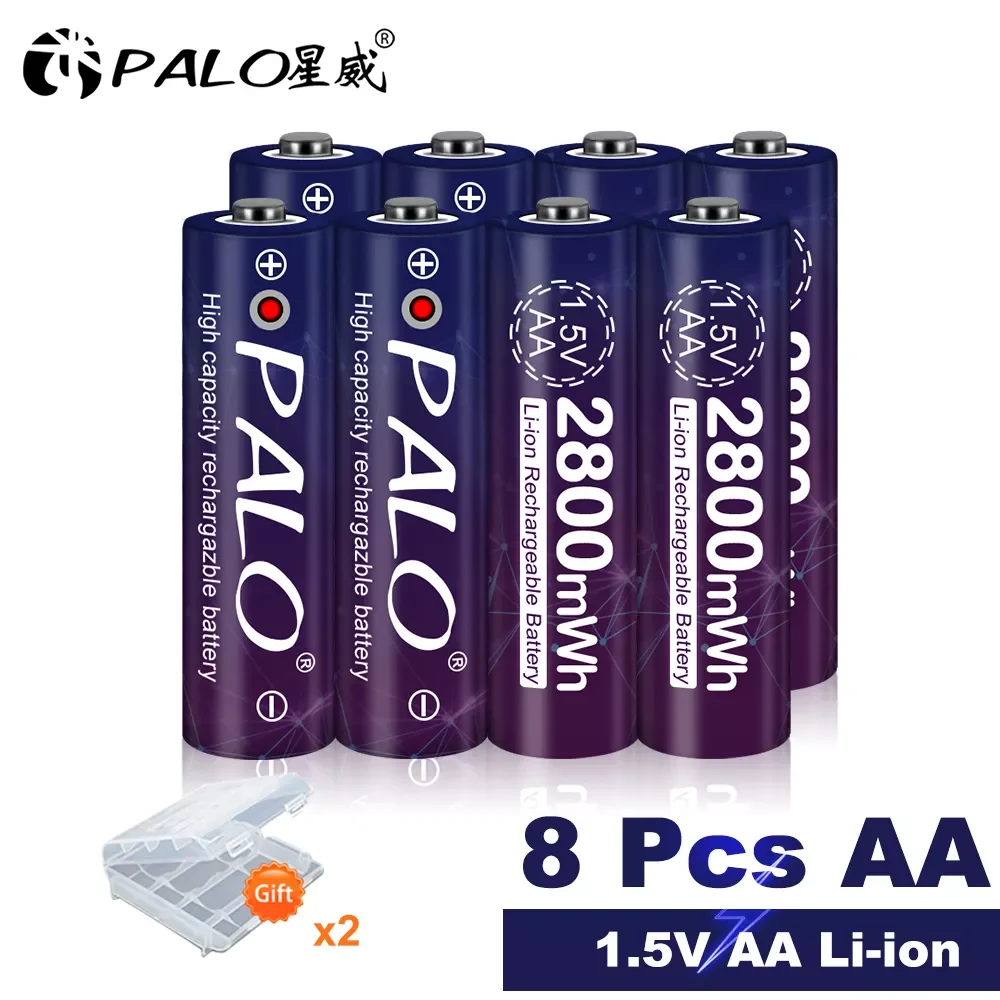 

NEW2023 2-16pcs Li-ion 1.5V AA Battery 2800mWh Rechargeable Battery 1.5 V Li ion Lithium AA 2A Battery for Clocks, Mice, Compute