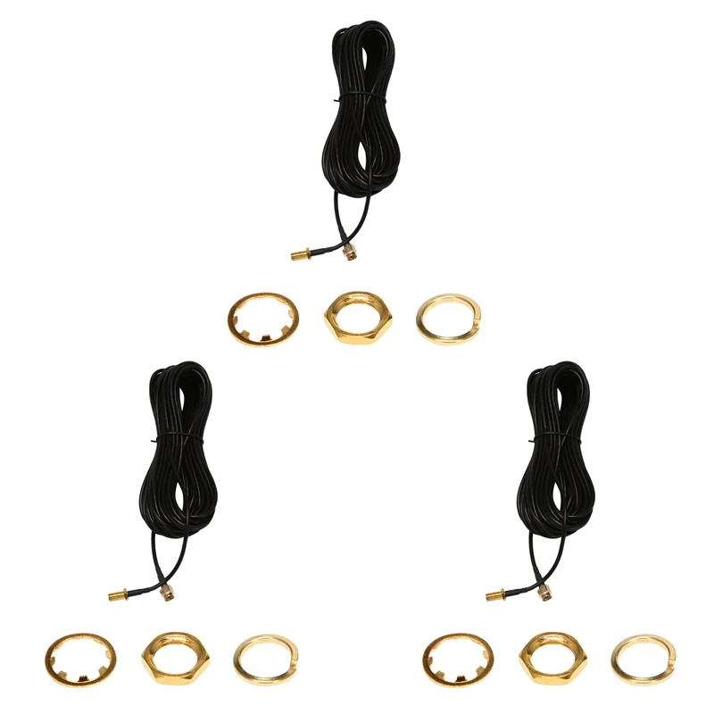 

3X RP - SMA Male To Female Wifi Antenna Connector Extension Cable Black 10 M