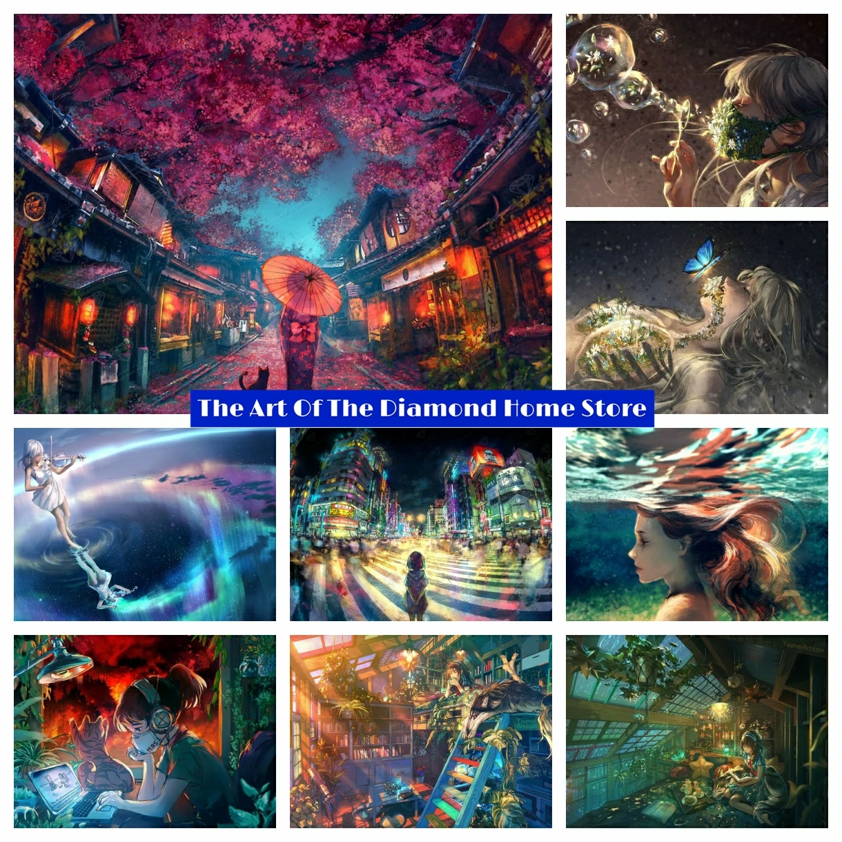 

Sakura Festival Diamond Painting Japanese Garden 5D Diamond Mosaic Landscape Cross Stitch Kits Rhinestone Pictures Decor Gift