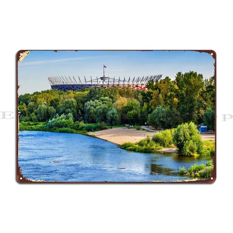 Винтажный металлический плакат с изображением реки вистулы в Варшаве, декор стен, клубный дизайн на заказ, оловянный плакат Винтажный металлический плакат с изображением реки вистулы в Варшаве, декор стен, клубный дизайн на заказ, оловянный плакат