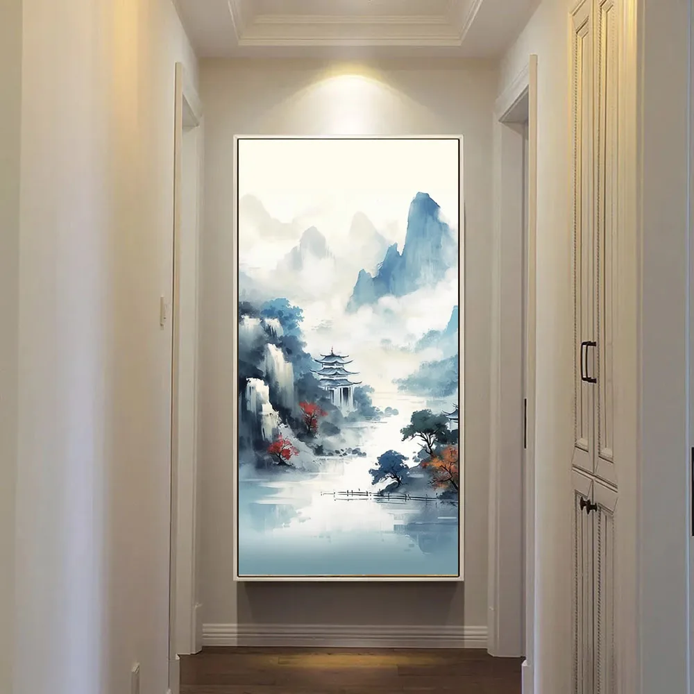 

Chinese Ink Landscape Painting Decorative Painting Oil Painting By Numbers Kit DIY Acrylic Artwork Canvas Art Gift Home