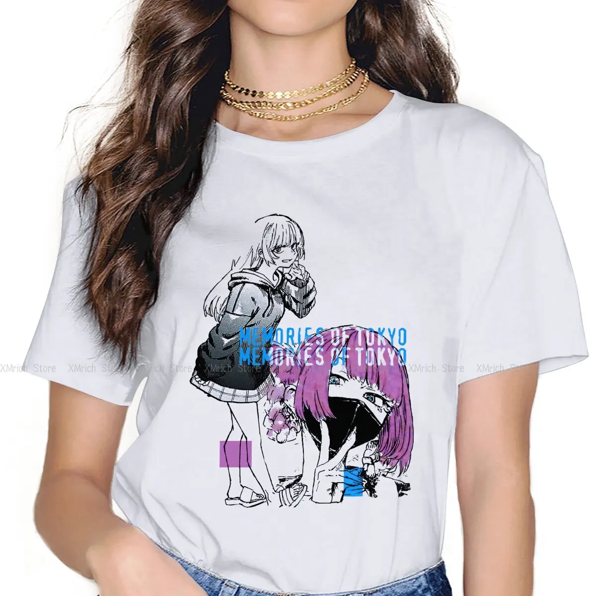 

TOKYO MEMORIES Women Tshirts Call Of The Night Manga Aesthetic Vintage Female Clothing Loose Cotton Graphic Clothes