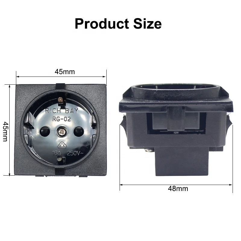 Eurocode German 2 PIN AC outlet wall socket adapter plug connector