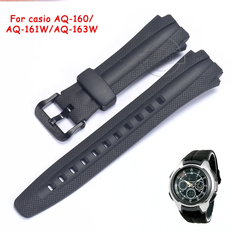 17mm Resin Replacement Strap For Casio AQ-160w AQ-161w AQ-163w  Men Band Rubber Sprot Waterproof Bracelet Watch Accessories