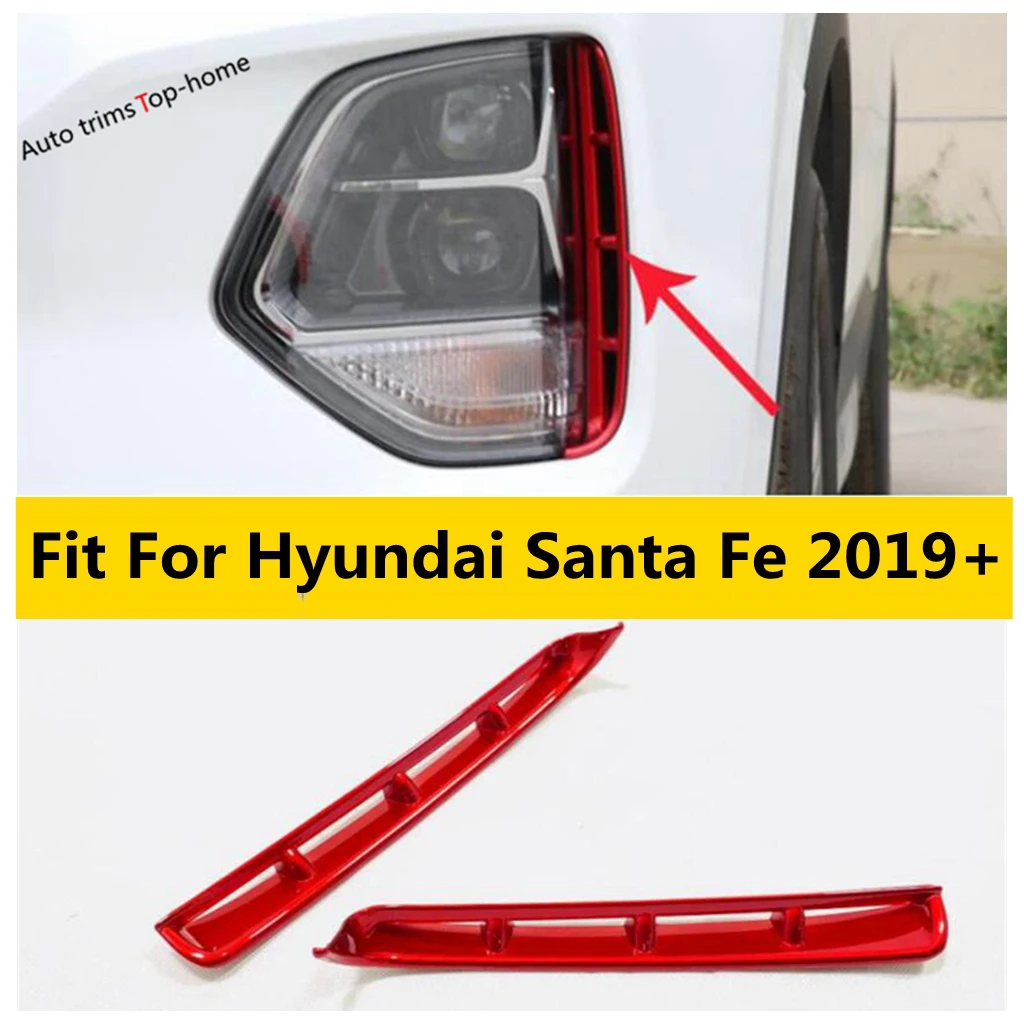 

Car Front Head Fog Light Lamp Eyelid Eyebrow Cover Kit Trim For Hyundai Santa Fe 2019 2020 ABS Chrome Red Accessories Exterior