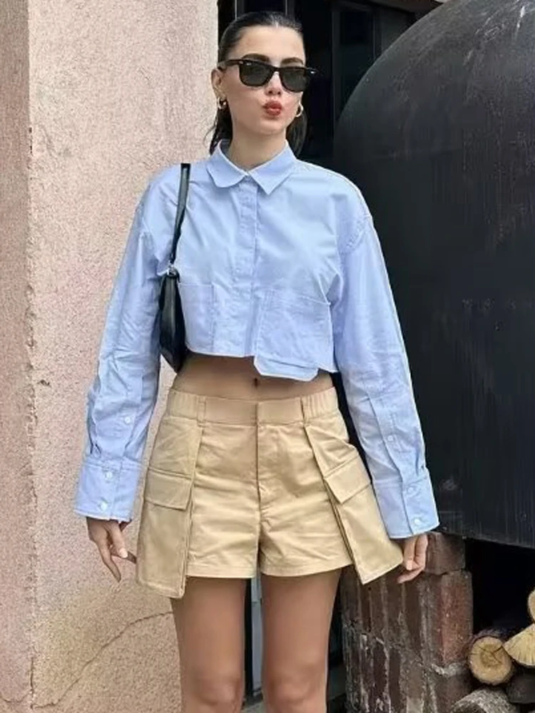 Юбка-карго Женская трапециевидная с карманами