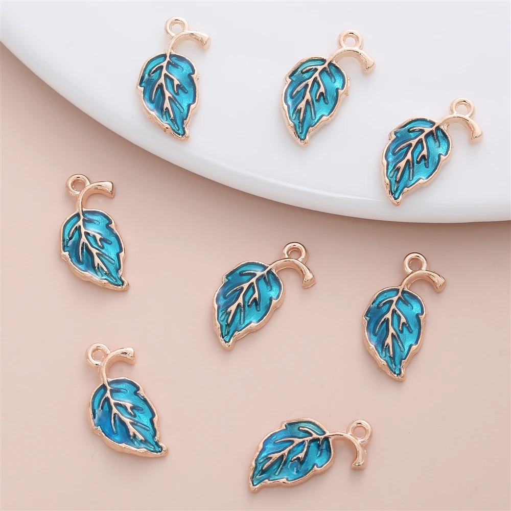 

Очаровательные серьги из эмалированного сплава с изображением озера, синего листа, растения, ожерелье, браслет для рукоделия, ювелирные изд...