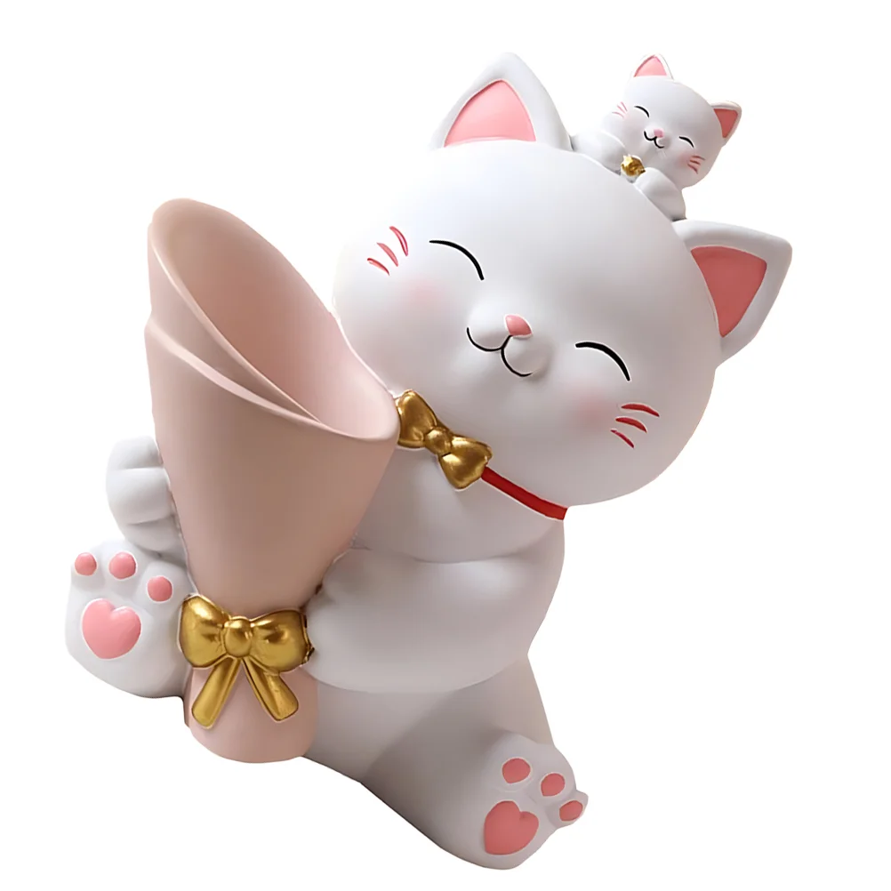 

Small Cat Statue Wedding Centerpieces Tables Flower Arrangement Vase Desktop Unbreakable Vases Figurine Home Decor