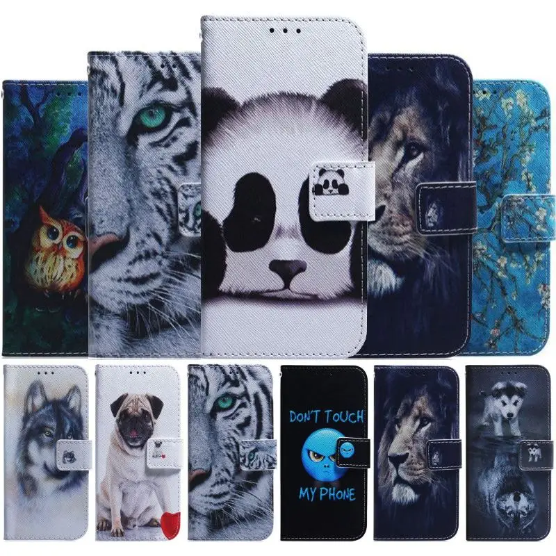 

Cute Lion Tiger Dog Flip Case For Nokia 5.4 3.4 2.4 5.3 2.3 1.3 6.2 7.2 C20 C10 XR20 G10 G20 X10 X20 Wallet Card Slot Cover P26F