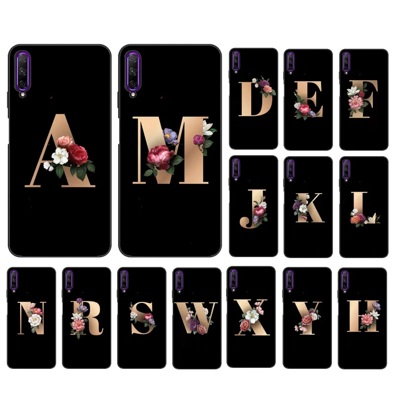 

Custom Alphabet Peony Gold Letter Phone Case for Huawei P30 P40 Lite P40Pro Mate 20 Pro 20 X Nova 9 8 8i Y9 Y5P Y6P Y7A Y9A Y8S
