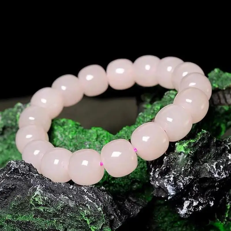 

Genuine Pink Nephrite Jade Bracelet Men Women Healing Gemstone Fine Jewelry Natural Hetian Jades Barrel Beads Bracelets Bangles