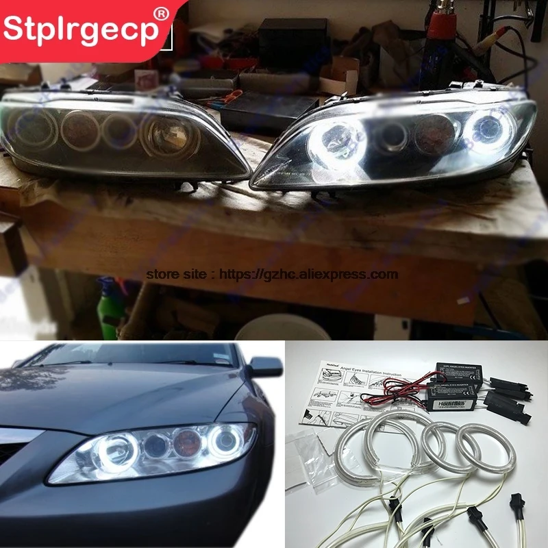 

HochiTech For Mazda 6 Mazdaspeed6 Ultra Bright Day Light DRL CCFL Angel Eyes Demon Eyes Kit Warm White Halo Ring Car-styling