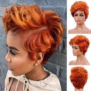 Парики афро для женщин, стильные короткие Многослойные кудрявые волосы, для чёрных женщин, оранжевого, серого цветов
