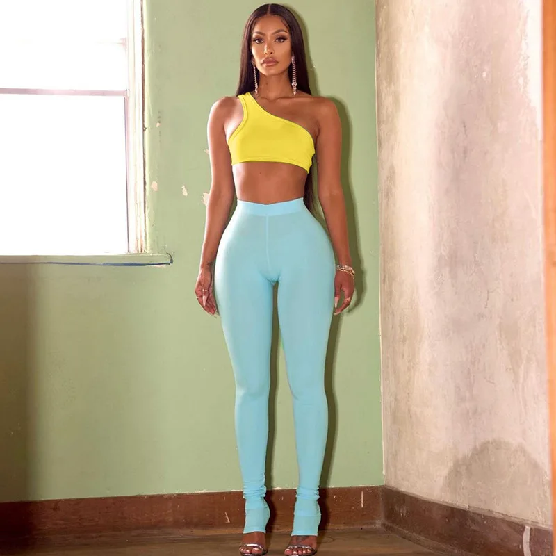 

Костюм спортивный женский из двух предметов, повседневный короткий топ без рукавов и облегающие леггинсы, спортивный костюм для активного ...