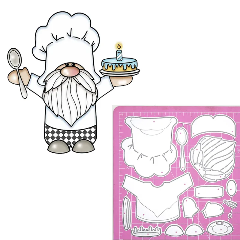 Новый штамп шеф-повара мальчик девочка готовка торт гном персонаж трафарет для