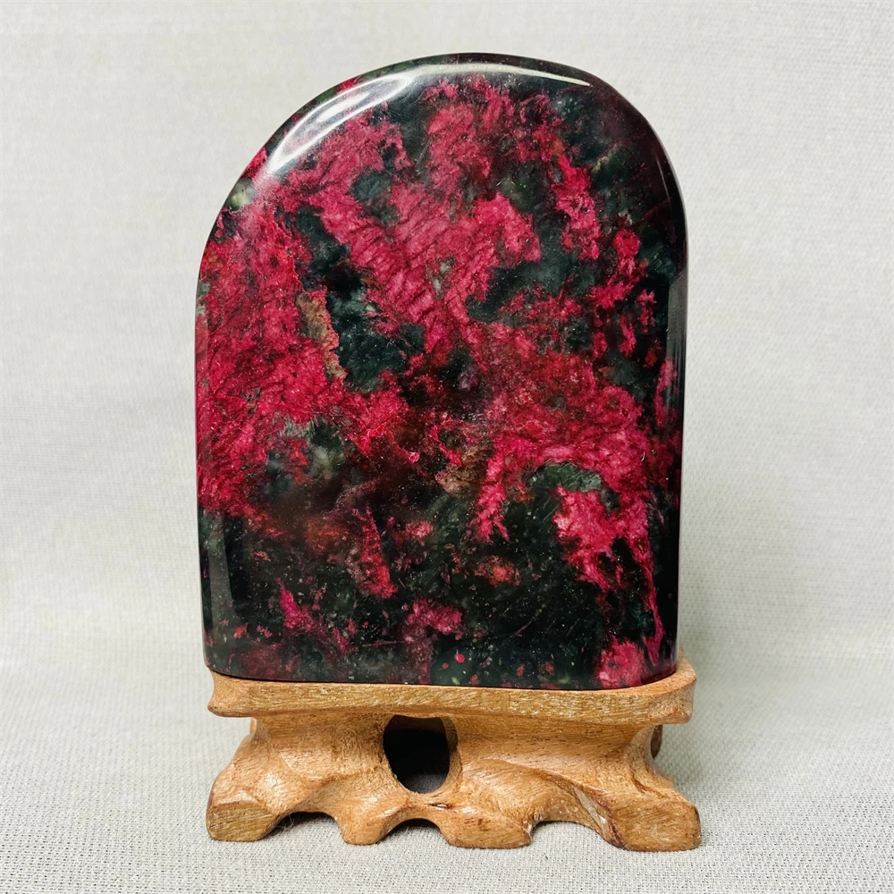 

Natural Stone Red Peach Blossom Jade Home Decor Garden Holiday Gift Crystal and Stone Healing Spiritual Gift Witchcraft Pedestal