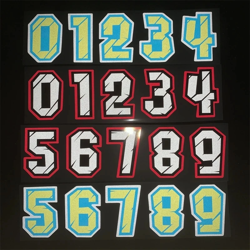 

Racing Numbers Stickers Decorative Paster Motorcycle Head Stickers DIY Refit Reflective Waterproof Sticker 0123456789 Decals