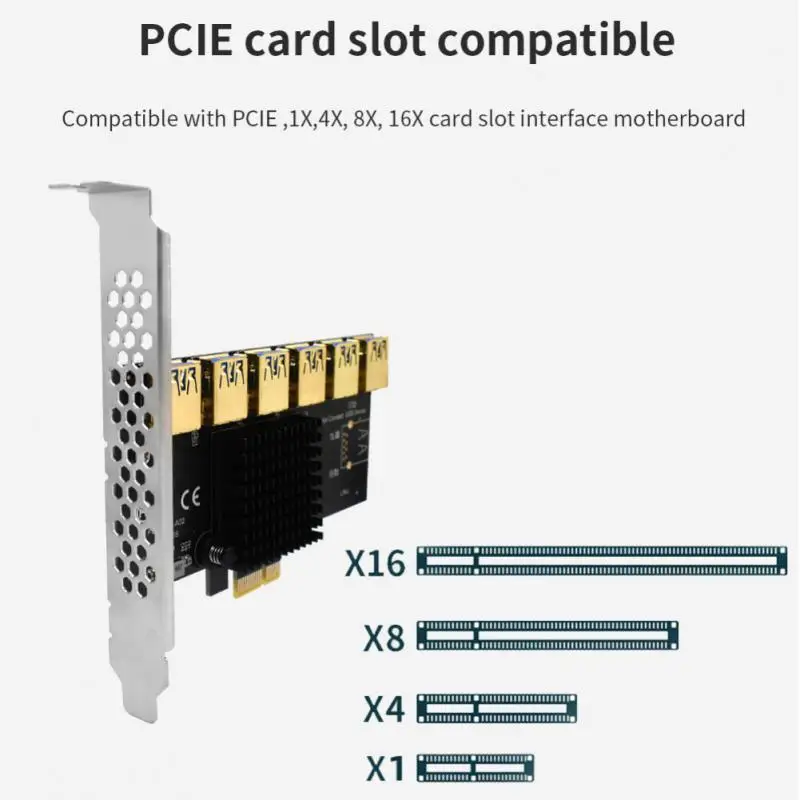 

PCI Express множитель PCIE от 1 до 6 USB 3,0, карта расширения для PCI Express X16, графическая карта Riser ETH, Майнер биткоинов, Лидер продаж, плата расширения