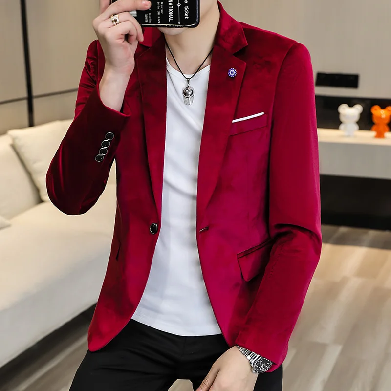 

Luxury Men's Solid Color Fashion Corduroy Suit Jacket Slim Casual Suit Jacket Wedding Banquet Dress Tops Men's Jacket 4XL