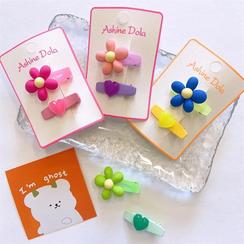 

2Pcs/set Children Vintage Hair Clips Flower Hairpins for Girls Barrettes Duckbill Clip Hairgrips Kids Hair Accessories Ornaments