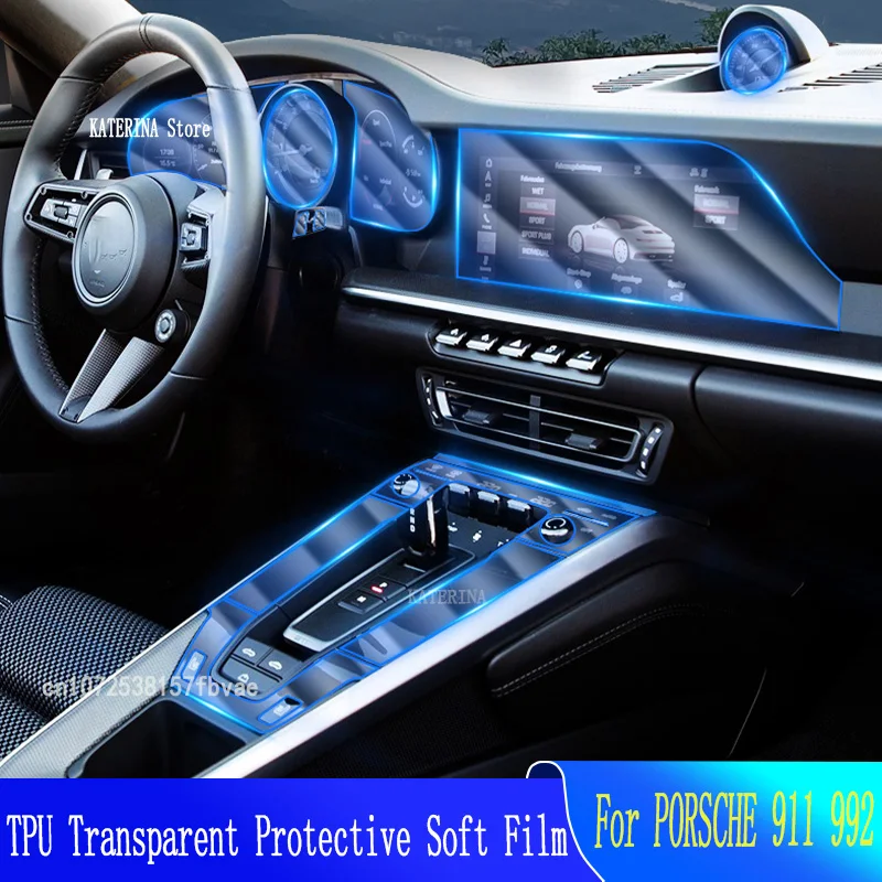 

Защитная пленка для салона автомобиля из ТПУ для приборной панели, прозрачная пленка для PORSCHE 911 992(2019-2023), аксессуары для защиты от царапин