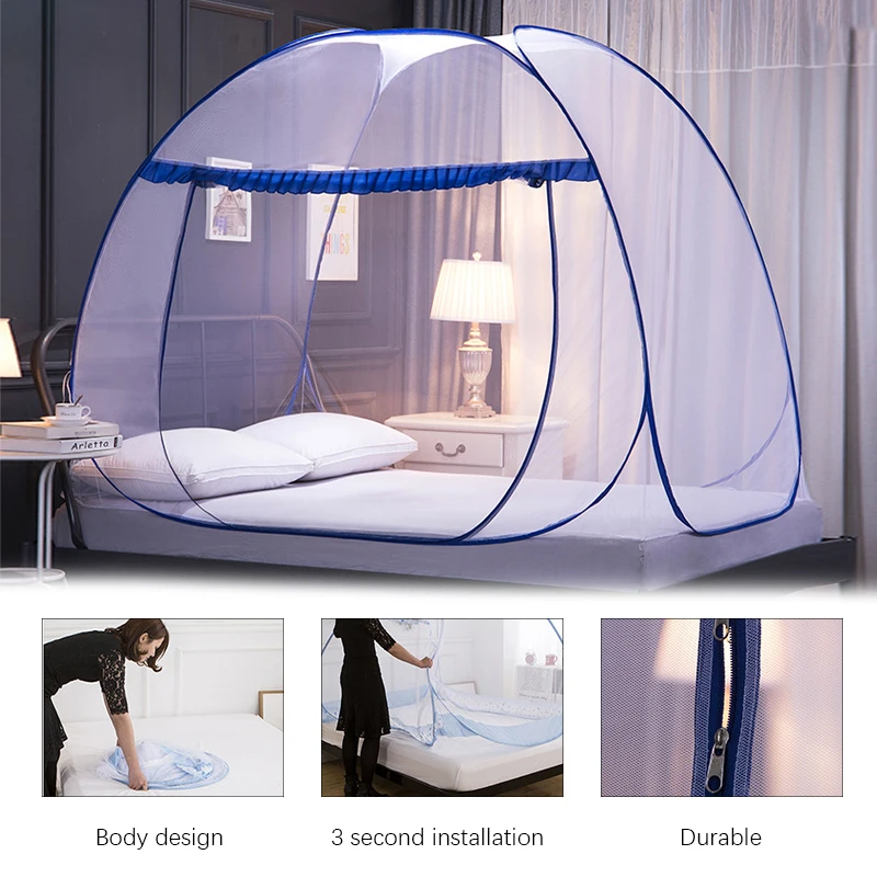 

Mosquito Net Mongolian Yurt Portable Installation-free Foldable Household Anti-fall Encryption Double-layer Ventilation Bed Tent