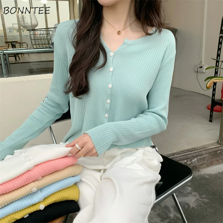 

7 Colors Cardigan Women Cropped Autumn Sweater Casual Girlish Tender Aesthetic Hot Sale College Young Stylish New Loose Females