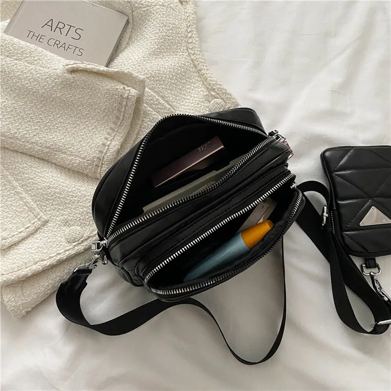 

Brand Design New Leisure Fashion Women's Bag 2022 Wide Shoulder Belt Messenger Single Texture Rhombic Lattice Bag