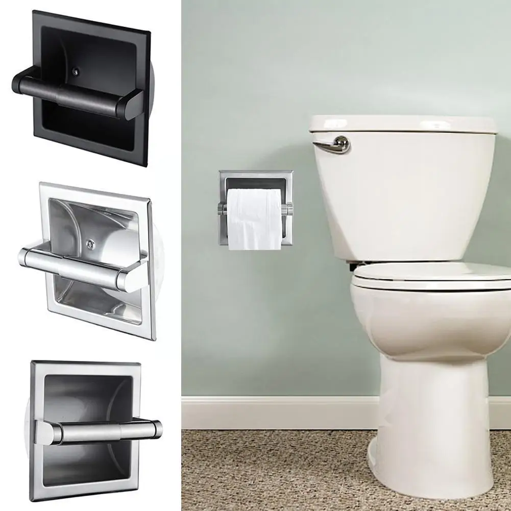 304 Stainless Steel Toilet Paper Holder Color Recessed Tissue Roll Dispenser For Home Bathroom K5p0