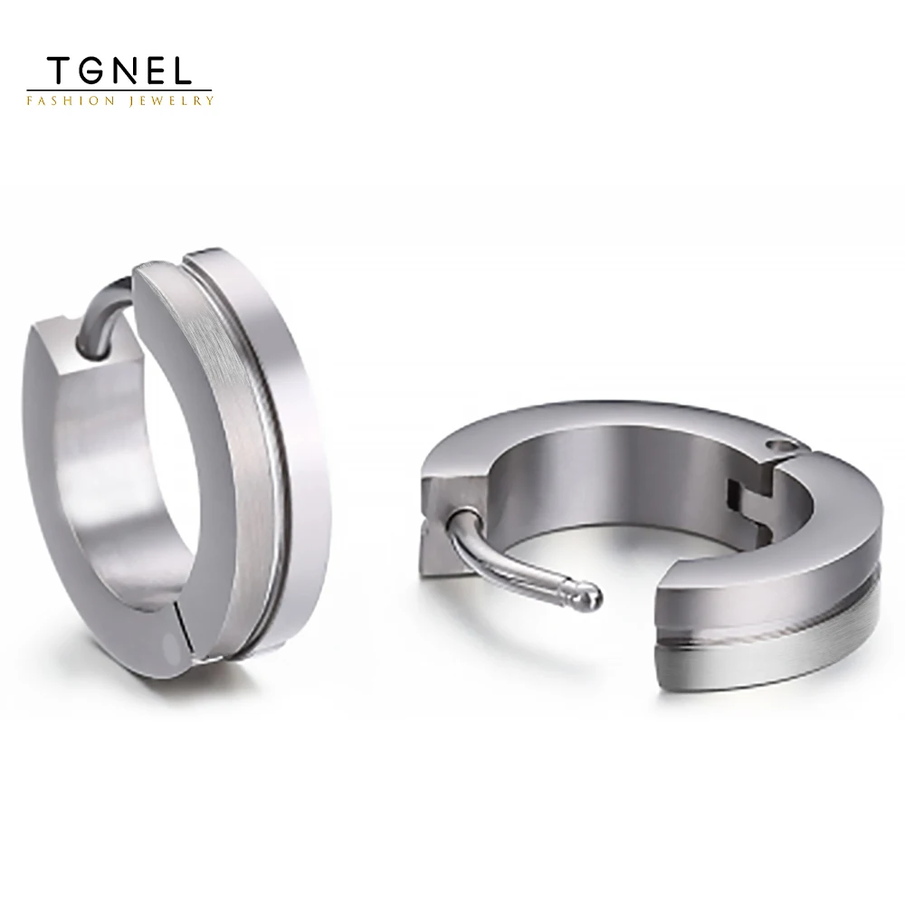 TGNEL Серьги-кольца из чистого титана без никеля полуматовые и полуполированные