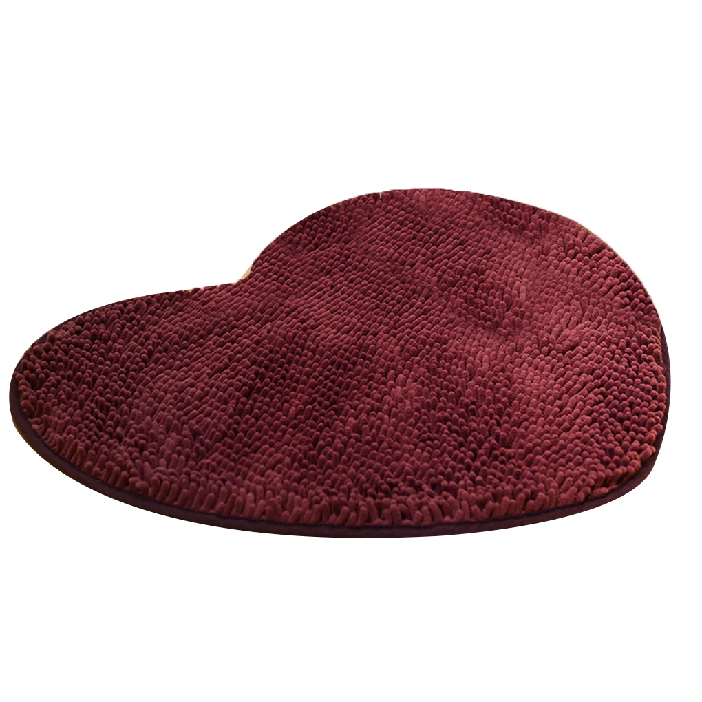 

Напольный ковер для душа из микрофибры, портативный милый коврик в форме сердца для туалета, внутренний ярко-Фиолетовый 40x50 см