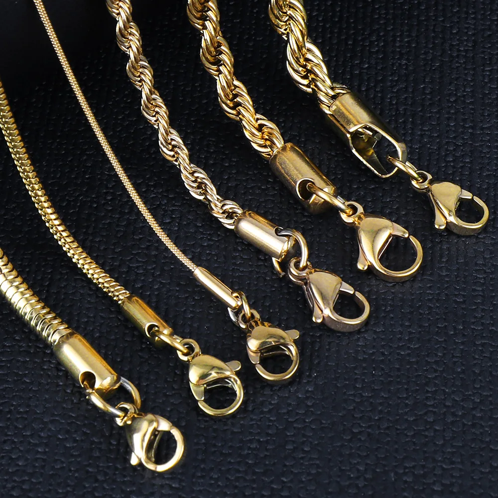 ASON 1 шт./лот позолоченная круглая змеиная цепочка из нержавеющей стали веревочная