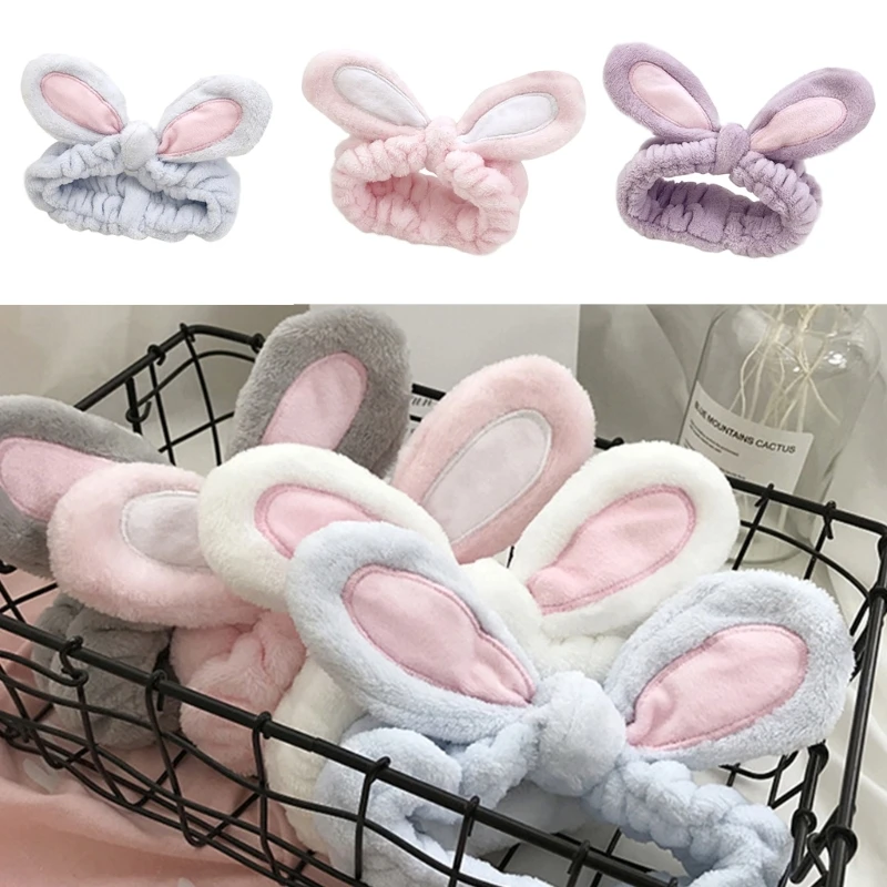 

Bunnys Hairband Hairband For Washing Face Rabbit Hairband Makeup Hairband With Ears Yoga Hairband Wide Skincare Headband DXAA