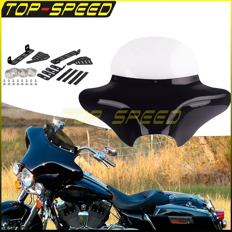 

Black Paint Batwing Fairing + Windshield + Bracket Support For Harley Touring Road King Road Glide Street Glide FLHR FLTR FLHT
