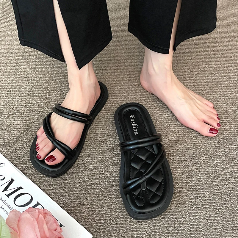 

Beach Shoes Woman's Slippers Slides Fashion Low Sabot 2022 Flat Luxury Summer Basic Rubber PU Slippers Women Summer Shoes Slides