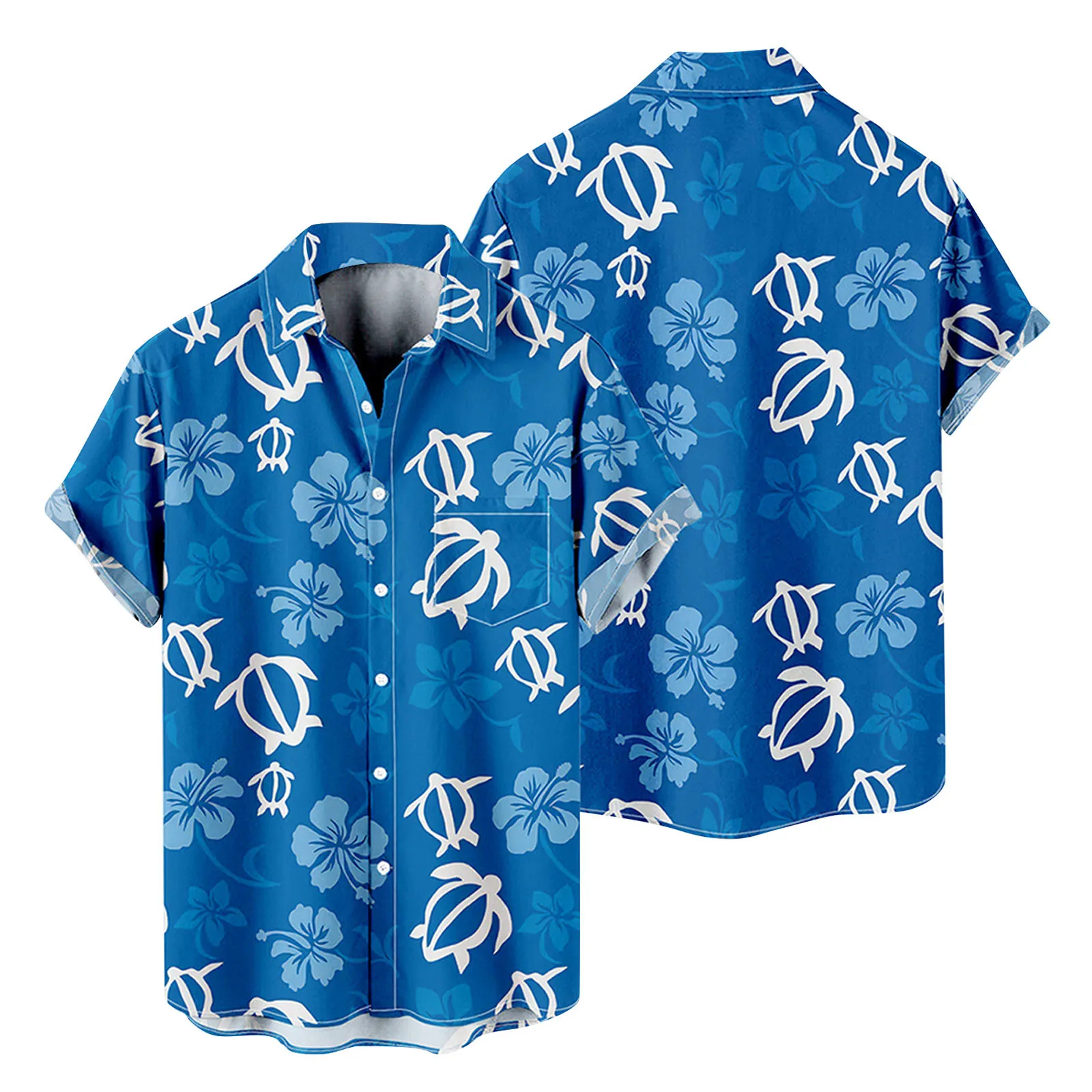 

Mens Fashion And Leisure 3D Digital Printing Buckle Lapel Short Sleeve Shirt Top Short Sleeve Button down Shirt