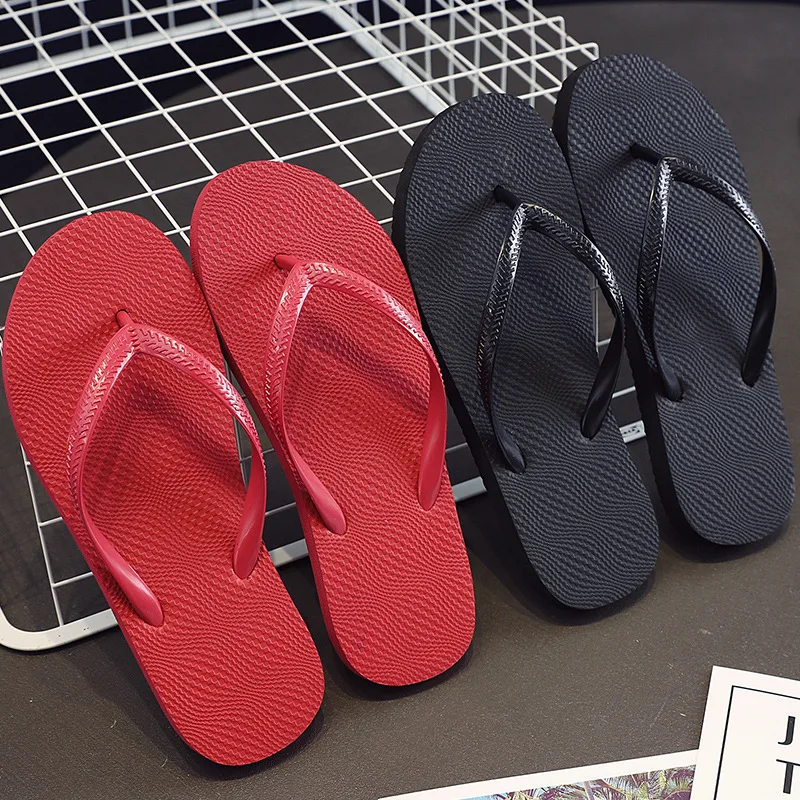 

Women Summer Beach Slippers Solid Color Non-slip Couple Leisure Outdoor Women Flip Flops Breathable Beach Sandals Women