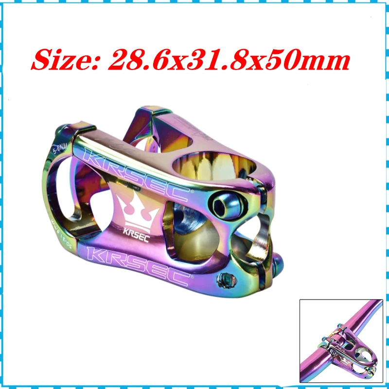 

KRSEC Mountain Bike Stem Cycling Aluminium Handlebar CNC Bicycle Stem MTB Cross Country Road Bike Accessories 31.8*28.6*50mm