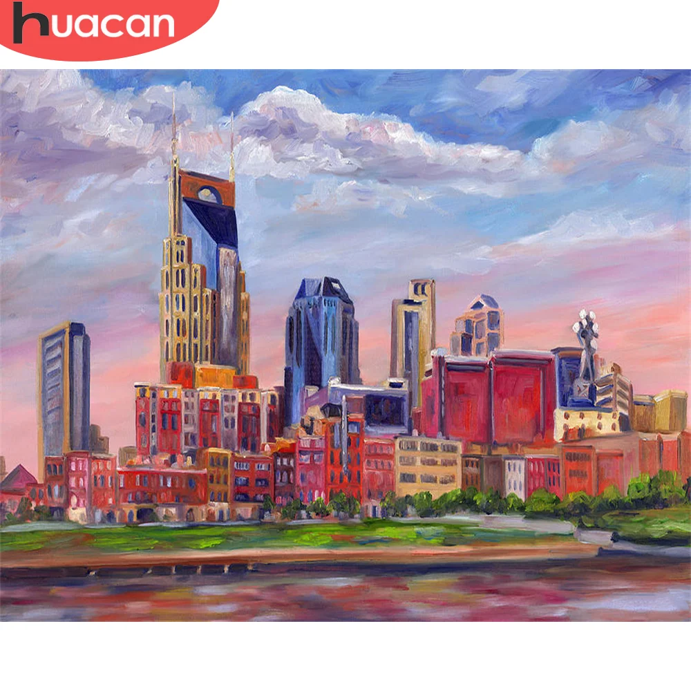 

HUACAN Paint By Number City Landscape Wall Art DIY Frame Unique Gift Picture By Numbers Seaside Acrylic Canvas For Decoration