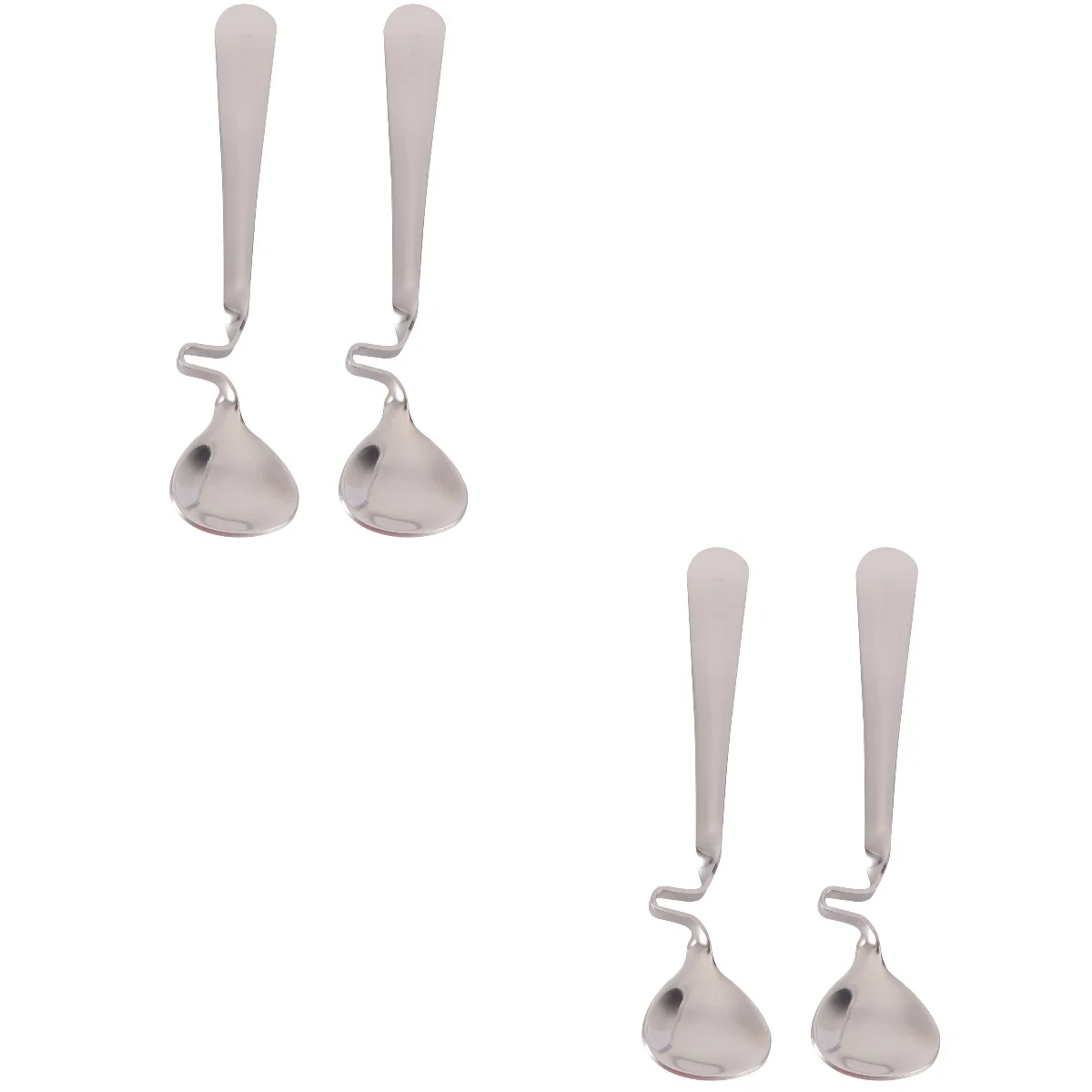 

4 PCS Multifunctional Stainless Steel Honey Coffee Mixing Spoons Teaspoon with Curved Handle