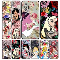 disney animation princess silicone cover for xiaomi redmi note 11e 11s 11 11t 10 10s 9 9t 9s 8 8t pro 5g 7 5 black phone case