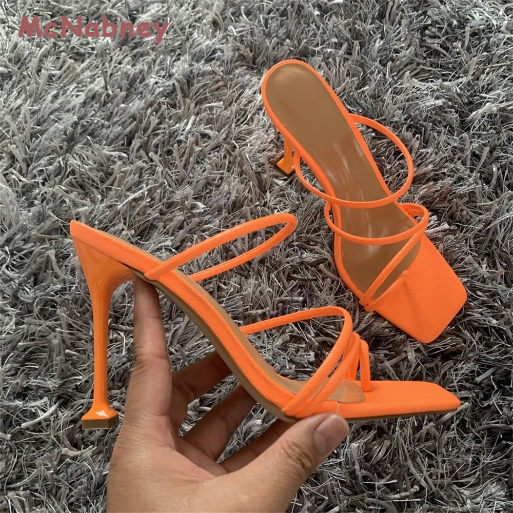 2023 Summer Pumps Sexy Slippers Sandals Shoes Women Thin High Heels Square Toe Sandal Lady Pump Shoes Sexy Flip Flops Heels