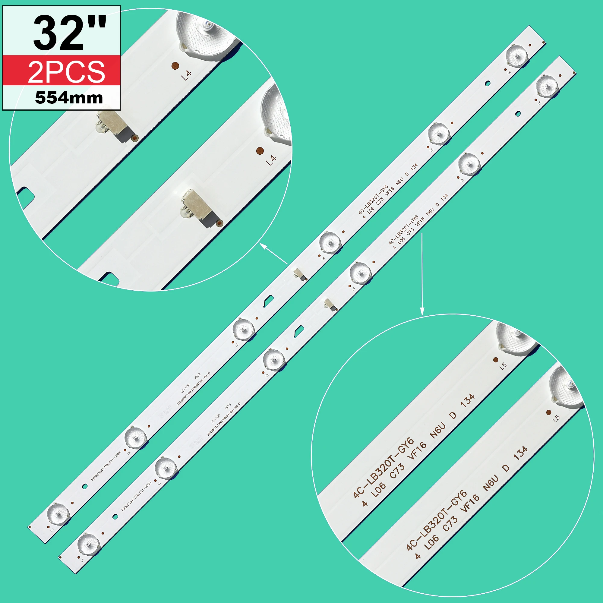 

NEW 2pcs/set LED strips for LE32B750 LE32D99 LED32B750 JL.D32061330 004AS M 4C LB320T JF3 4C LB320T JF4 L32S64TE5W TH32D500C