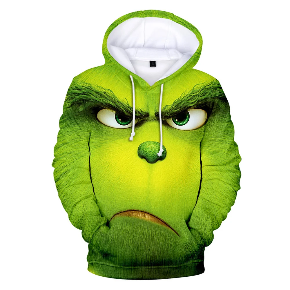 

Autumn/Winter 2022 New Thin Christmas Green Fur Monster Grinch The-Grinch 3D Printing Men's and Women's Pullover Hoodie COS