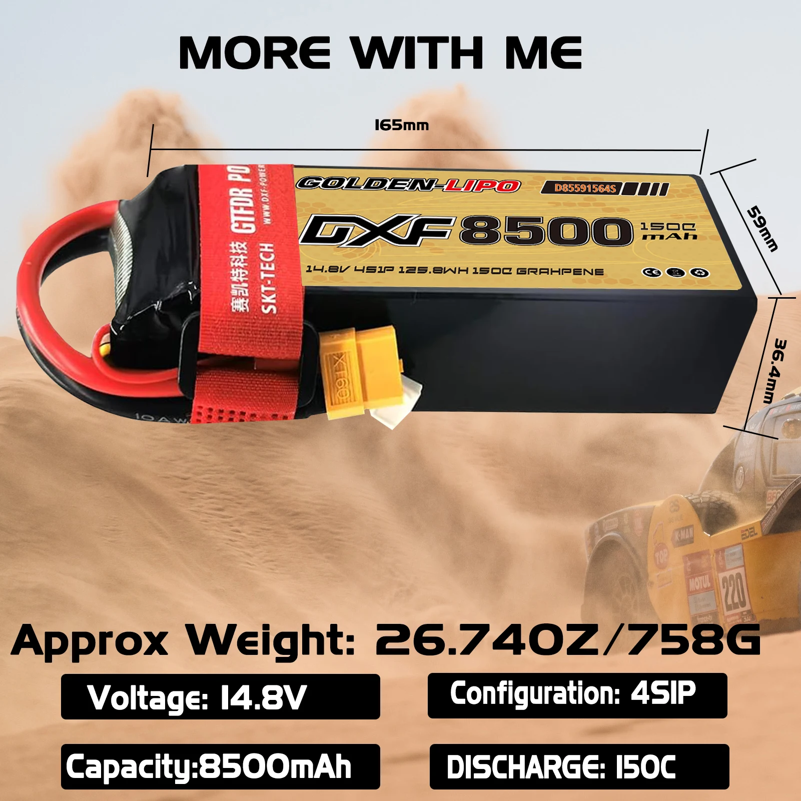 Фото 4S Lipo 15,2 В, 8500 мАч, 9500 мАч, 10000 мАч, 150C DXF, аккумулятор XT60, жесткий чехол, радиоуправляемый автомобиль, багги, трюк, внедорожный автомобиль, лодка, грузовик, самолет №3